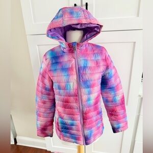 Lands End Girls Kids FeatherFree™ Insulated Hooded Packable Jacket XL 14-16